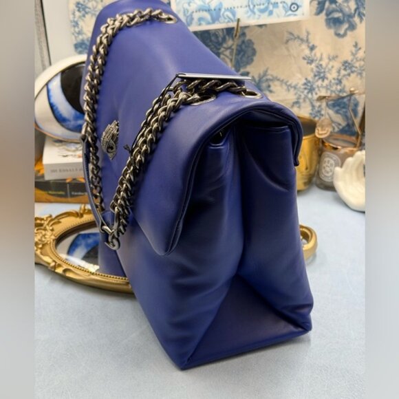 🆕 KURT GEIGER LONDON 🧿 NWT XXL Kew Leather Bag, Deep Blue - Picture 7 of 15